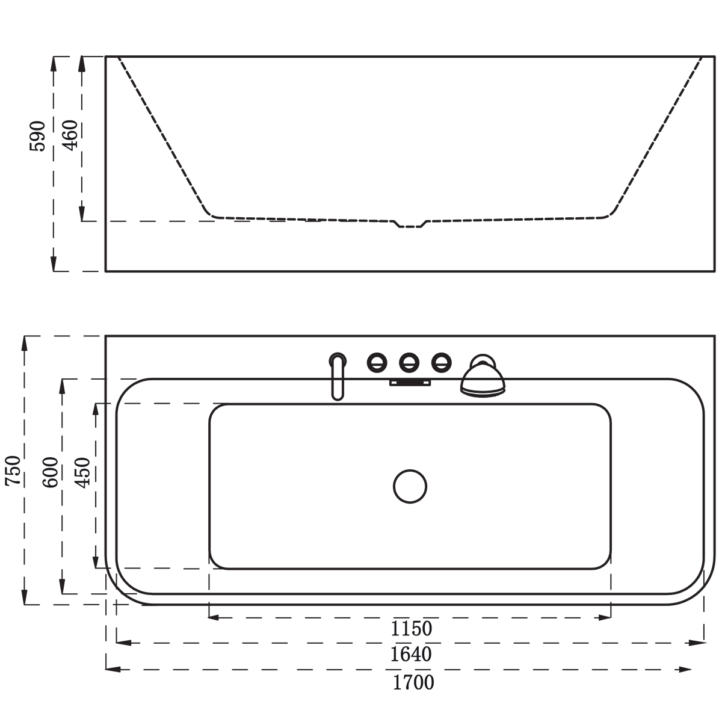 Wanna wolnostojąca z bateriami owalna 170 cm – LDN600 – LEYDEN EXCLUSIVE (Kopia)
