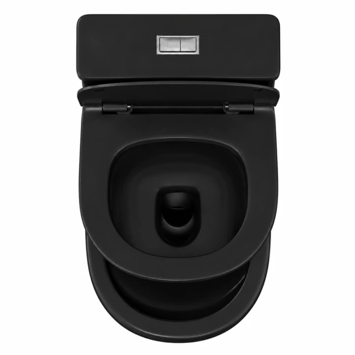 WC KOMPAKT toaleta jednoczęściowa czarna bezrantowa misa z deską wolnoopadającą - JASPER - LEYDEN